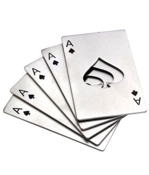 Ace of Spades Poker Card Bottle Cap Opener - Silver