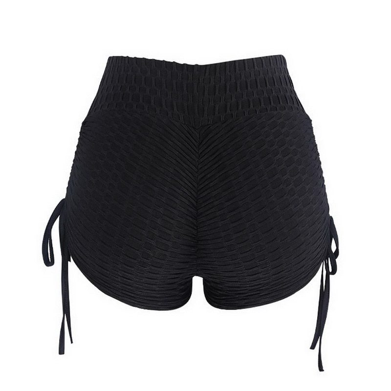 Anti-cellulite Yoga Shorts with Ties - Black - Canada