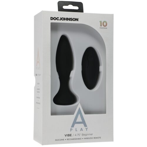 A-Play Beginner Vibe Silicone Anal Plug with Remote Black 1