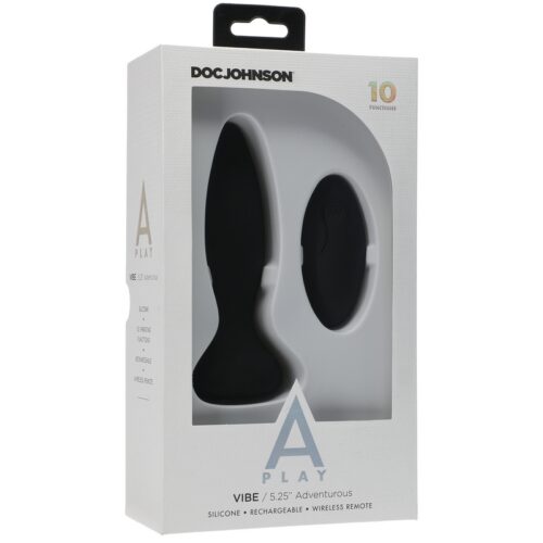 A-Play Adventurous Vibe Silicone Anal Plug with Remote Black 1