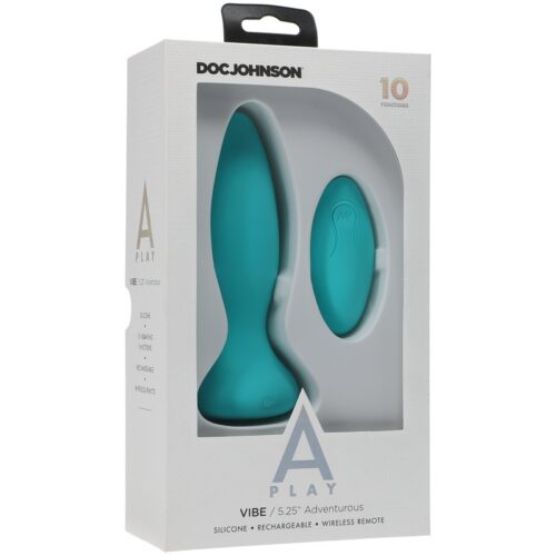 A-Play Adventurous Vibe Silicone Anal Plug with Remote Teal 1