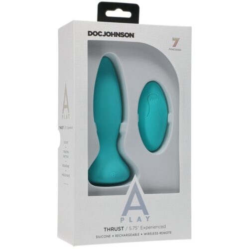 A-Play Experienced Thrust Silicone Anal Plug with Remote Teal