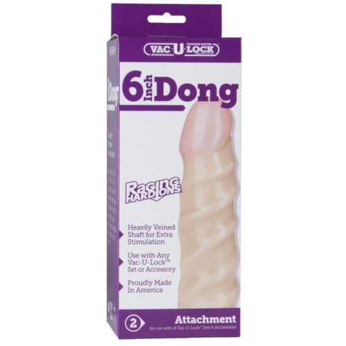 6” Realistic Raging Hard-On Cock Vac-u-Lock Accessory Vanilla