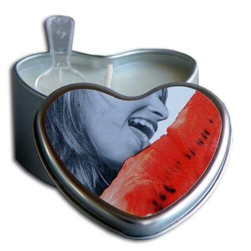 4.7 oz. Heart Tin Edible Massage Candle Watermelon 1
