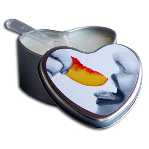 4.7 oz. Heart Tin Edible Massage Candle Peach 1