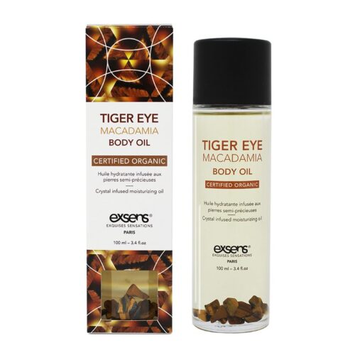 100 ml Organic Body Oil with Stones Tiger Eye Macadamia 1