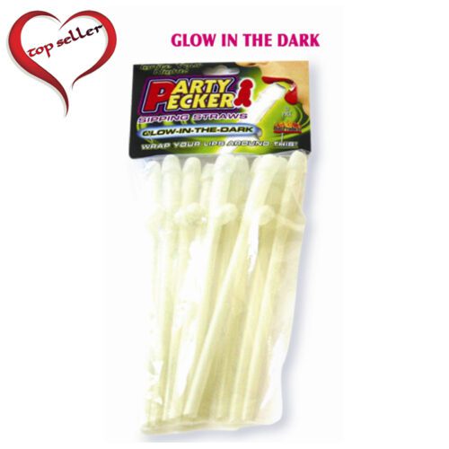 Glow in the Dark Party Pecker Sipping Straws 10 Bag 1