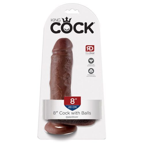 King Cock 8″ Cock with Balls Brown 1