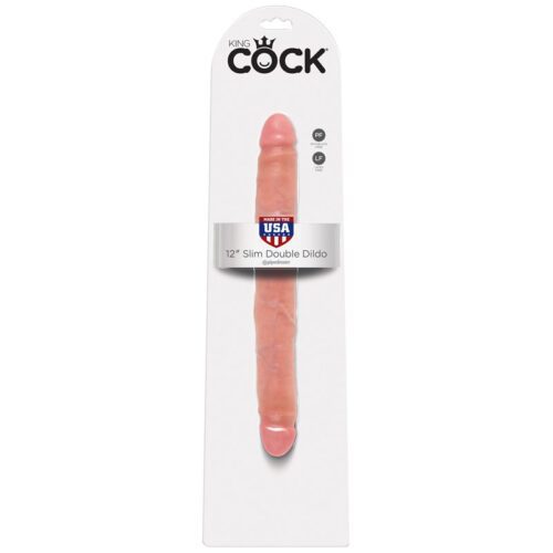 King Cock 12” Slim Double Dildo Beige 1