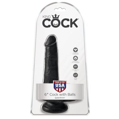 King Cock 6” Cock with Balls Black 1