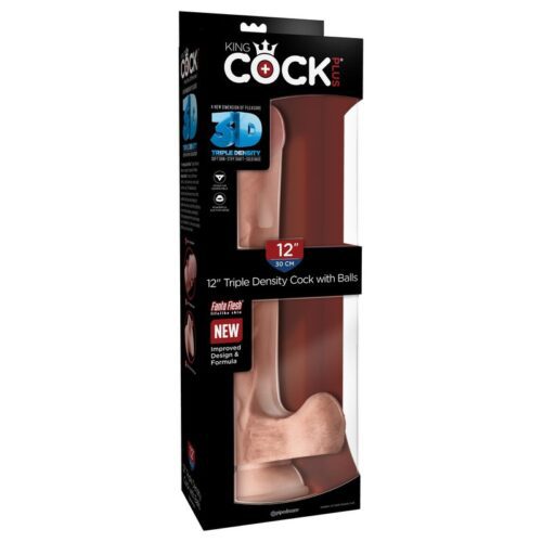 King Cock Plus 12” Triple Density Cock with Balls Beige 1