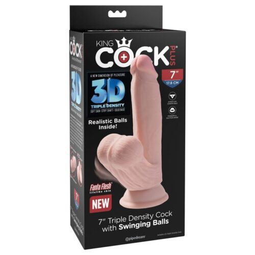 King Cock Plus 7″ Triple Density Cock With Swinging Balls