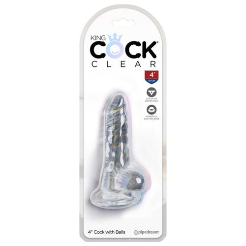 King Cock Clear 4″ Cock With Balls 1