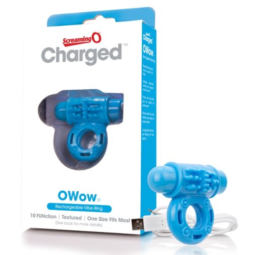 Charged OWow Rechargeable Vibe Ring Blue 1