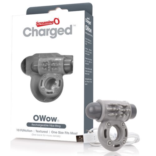 Charged OWow Rechargeable Vibe Ring Grey 1