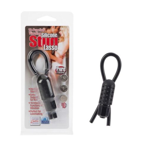 Vibrating Silicone Stud Lasso Black