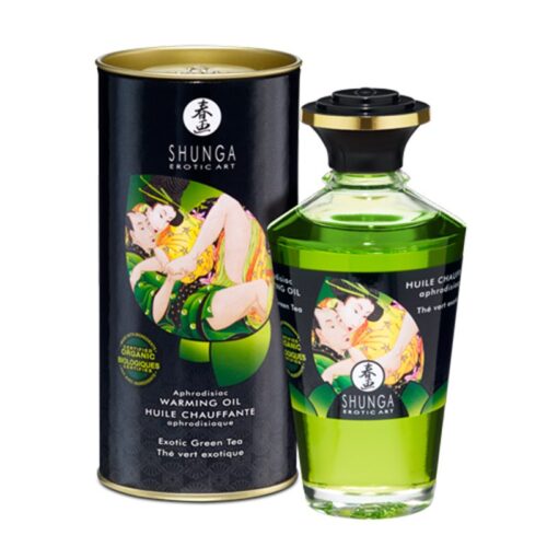 Shunga Warming Massage Oil 100 ml Green Tea Certified Organic Ingredients 1