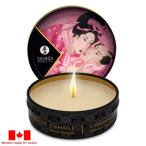 Shunga Mini Massage Candle 1 oz Rose Petals