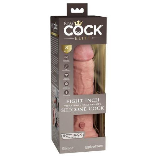 King Cock Elite 8” Vibrating Silicone Cock Light 1