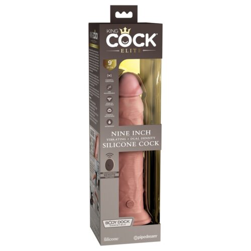 King Cock Elite 9” Vibrating Silicone Cock Light 1