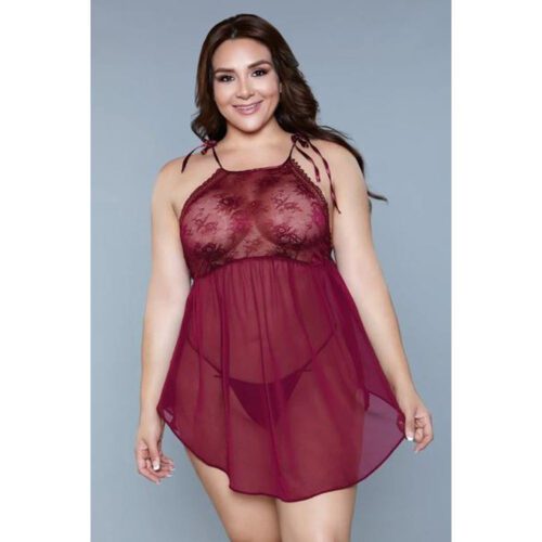 Alana boxed Chemise - Burgundy - 1X